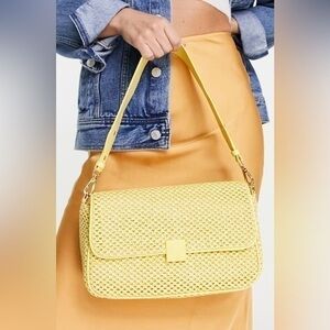 Topshop NWOT Yellow Crochet Straw Look Shoulder Bag